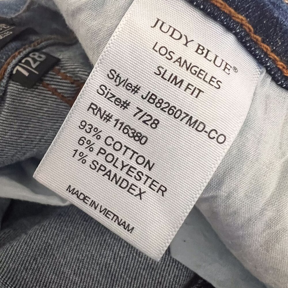 Judy Blue Destroyed Distressed Slim Fit Mid Rise Jeans Size  7/28 - Picture 15 of 16